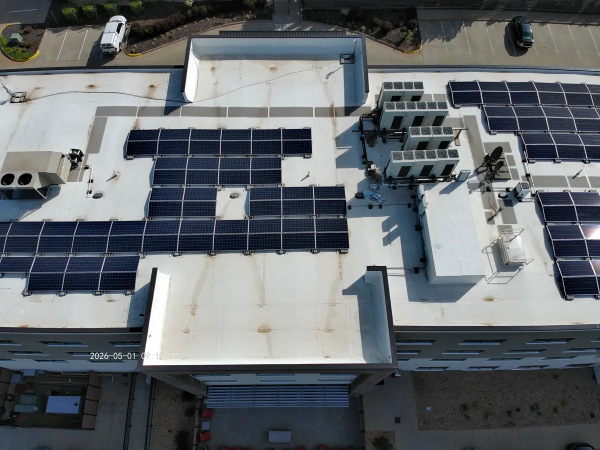 Large commercial solar installation from above