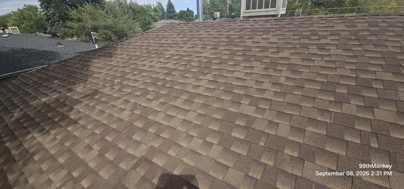 Asphalt shingle roof slope documented during an inspection
